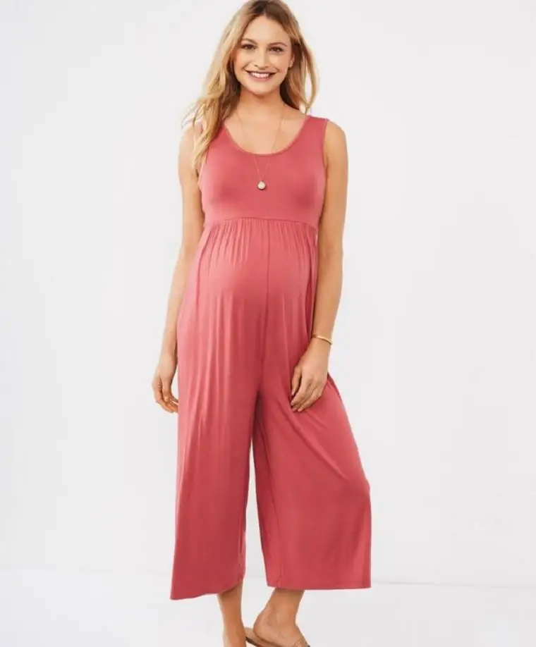 
2020 Hot Sale In Summer Pregnant Women Clothing Fashion Casual Solid Color U Neck Sleeveless Capri Pants Wide Leg Women Jumpsuit 