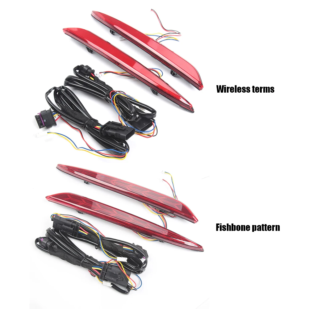 Car Rear Bumper Reflector, for Tesla Model 3 LED Dynamic Turn Signal Lights Rear Fog Lamps Herringbone Style