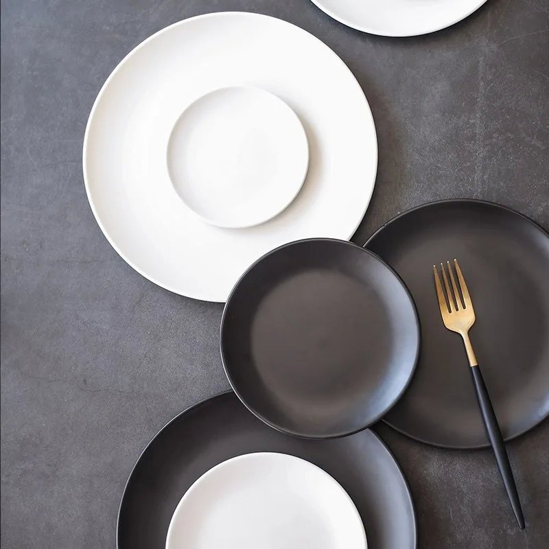 Nordic Ceramic Dull Polish Steak Plate Matte Glaze Black Dinner Plates And Dishes for Hotel Restaurant Ceramic Tableware