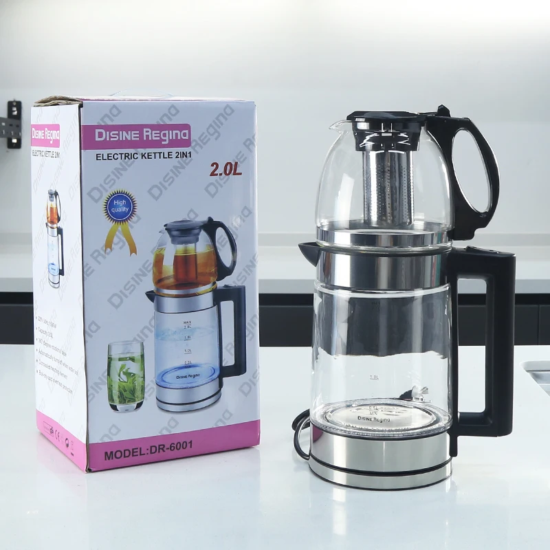 High borosilicate glass 1.8L stainless steel blue LED lights heat up the fast electric kettle