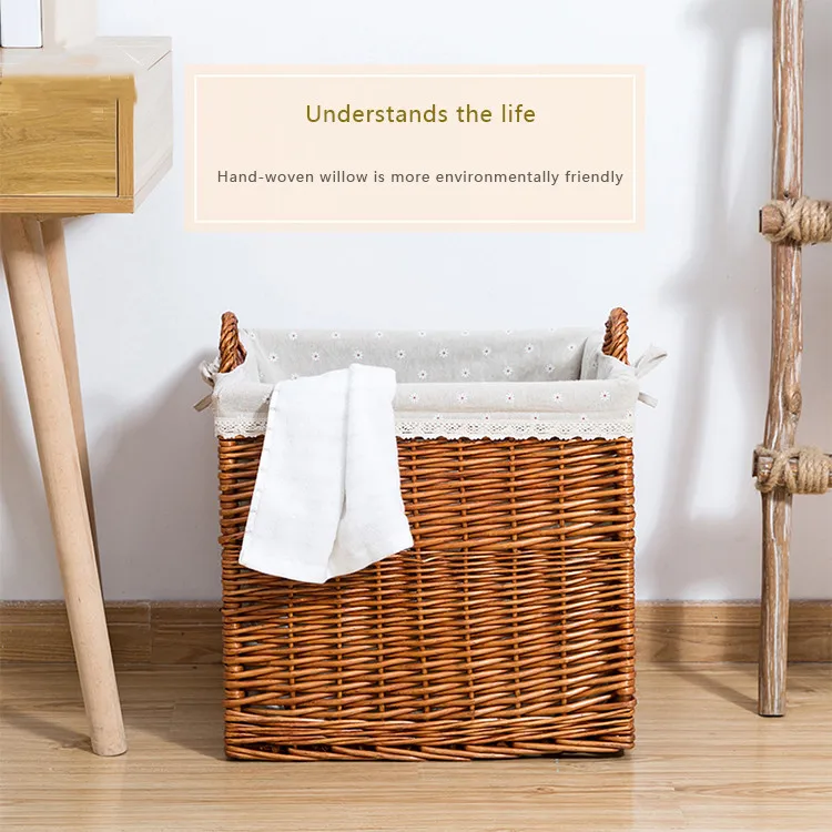 Cheap Wicker Basket Square Natural Rattan for saving space storage usually for laundry