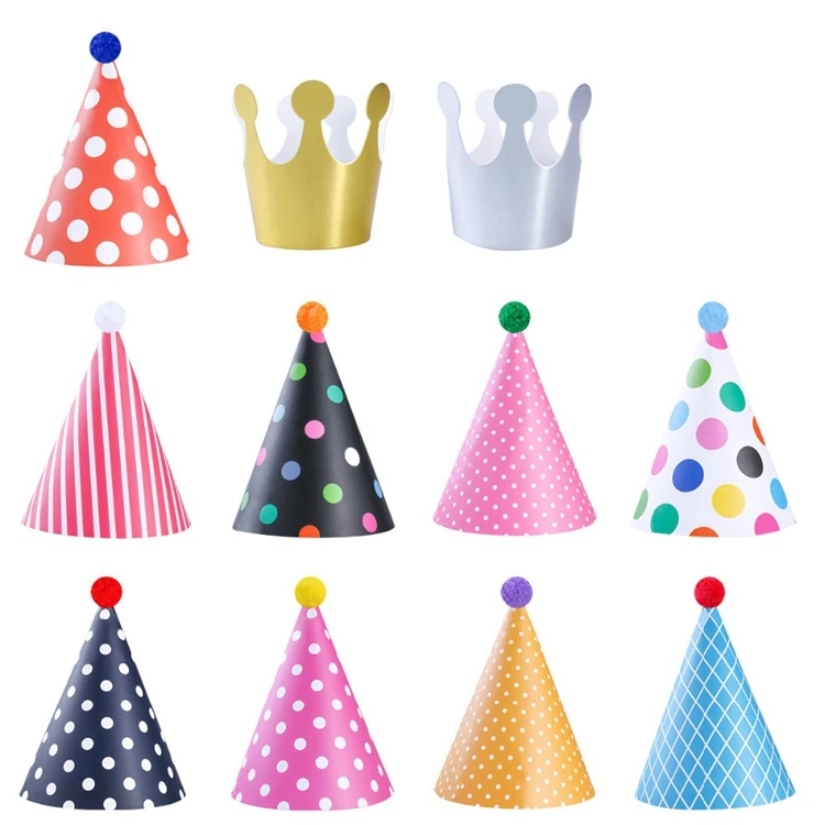 Custom Design Printing Happy Birthday Party Paper Decorations Kids Hats Child Gifts Supplies DIY Paper Crown Hats