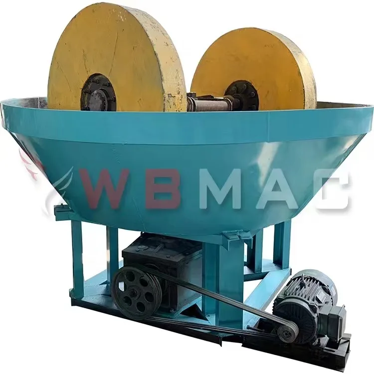 Hot Selling Africa Zimbabwe  Double Wheels Gold Grinding Machine 1200 model Gold Wet Pan Mill
