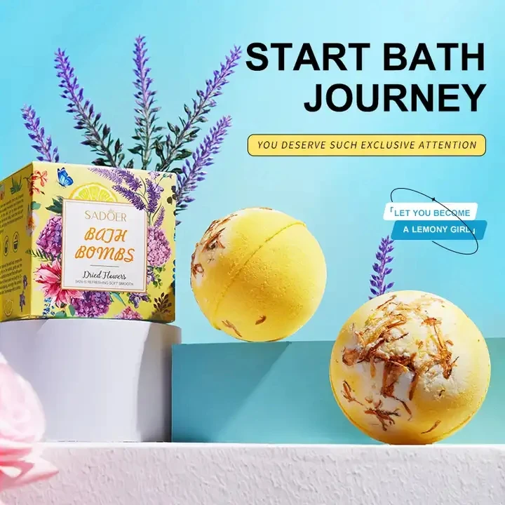 OEM SADOER Private Label Natural Lavender Shower Moisturize Smoothing Remove Dead Skin Essence Whitening Salt Bath Ball