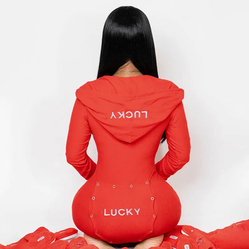 
2021 new sexy bodycon baddie sexy Custom solid onesie with butt flap Knitting Adult Onesie 