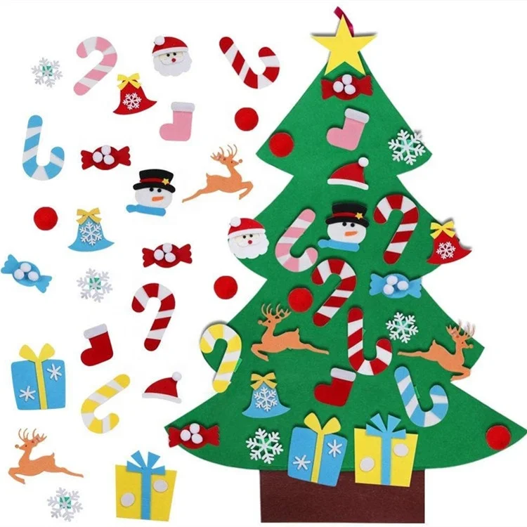 Factory wholesale indoor wall hanging ornaments diy felt christmas tree decoration for kids