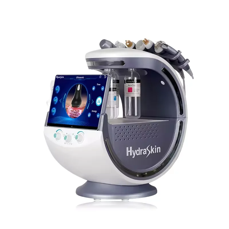 Hot sale 7 In 1 intelligent lce Blue Rf Hydra Oxygen Jet Water Peeling Facial machine With Skin Analyzer