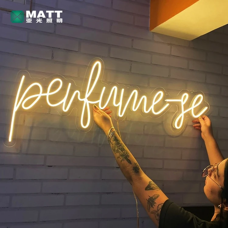 Drop Shipping No MOQ Custom Logo Custom Acrylic Wall Hanging Led Neon Lights for Perfume Bar Beauty Salon Studio Wall Neon Art