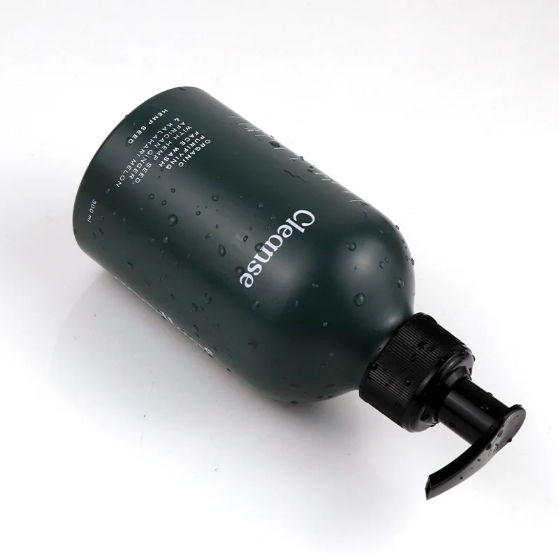 2021 New technology matte green aluminum pump bottle for cosmetic shampoo gel cleaner