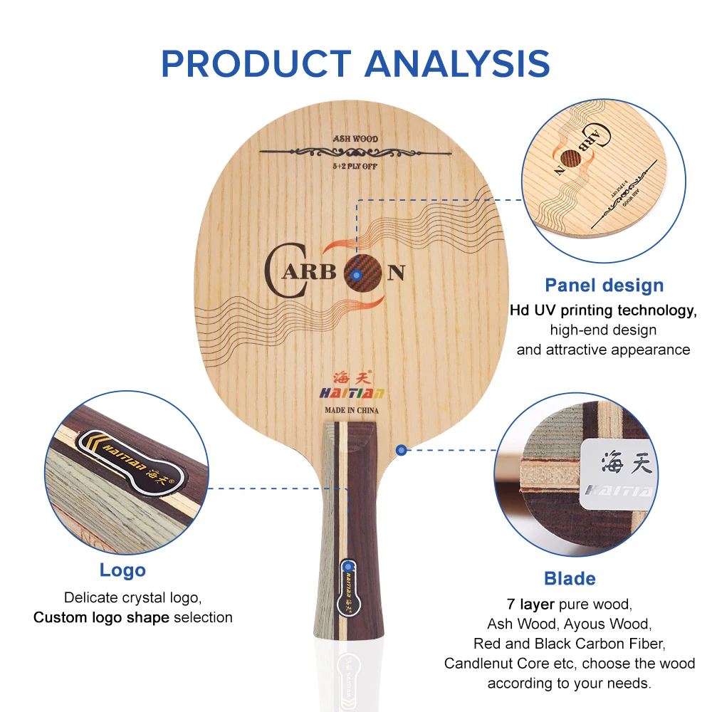 Carbon ping pong blade suitable for advanced level players professional table tennis blade