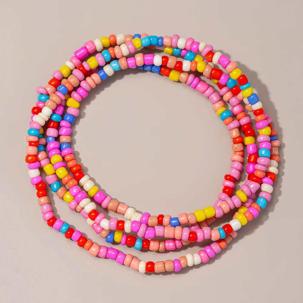 27.5inch Custom Brand Bohemian Glass Plastic Beads Beaded Bracelet Healing Friendship Bracelet Necklace for Women Men