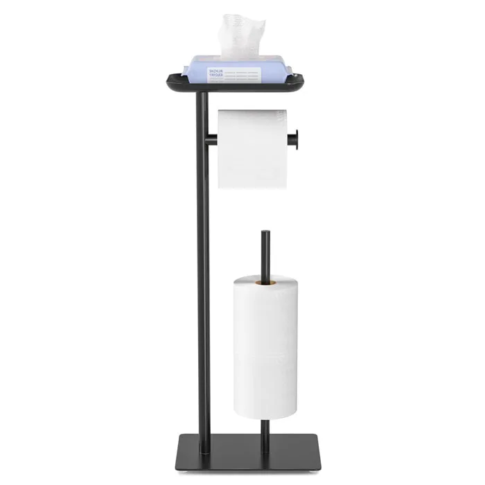 Stainless Steel Toilet Paper Holder Stand with Shelf Toilet Roll Holder Paper Holders Toilet Roll Stand with Weighted Base