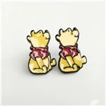 ODM cartoon bulk metal teddy bear 100 pairs stud soft enamel anime cartoon enamel earrings