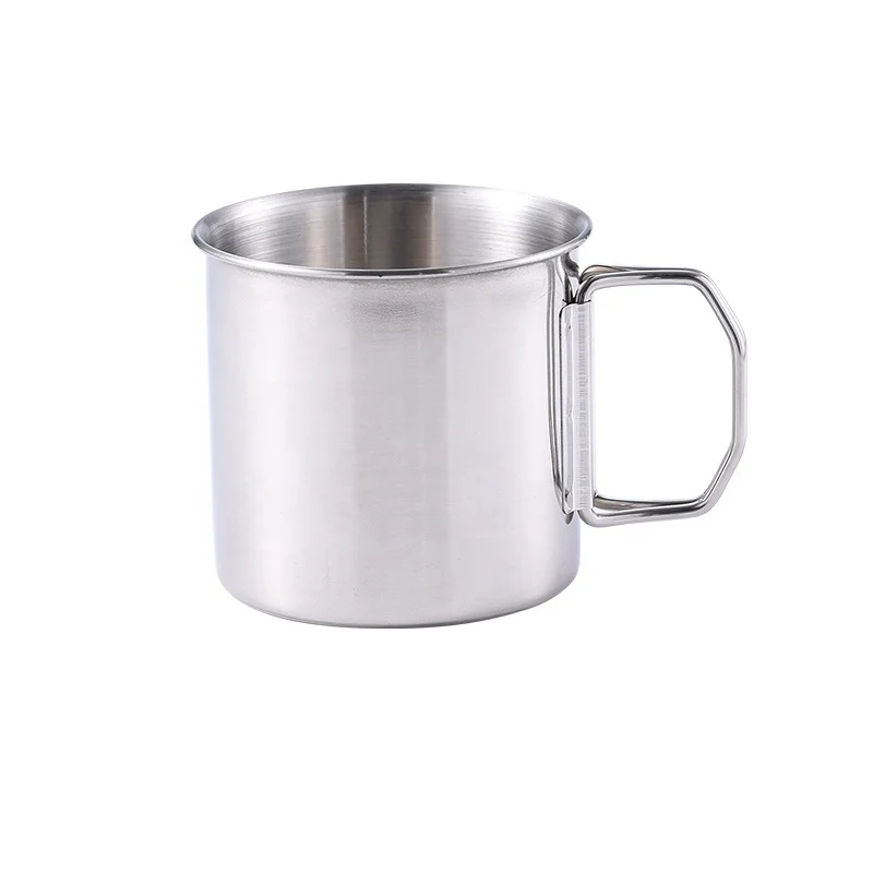 350ml Metal Camping cups 304 Stainless Steel outdoor mug cup With Foldable Handles For Camp beer cup