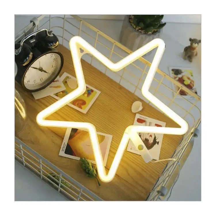 Custom USB and Battery Powered Plastic Star LED wall sign Neon Light for Room Party Decor
