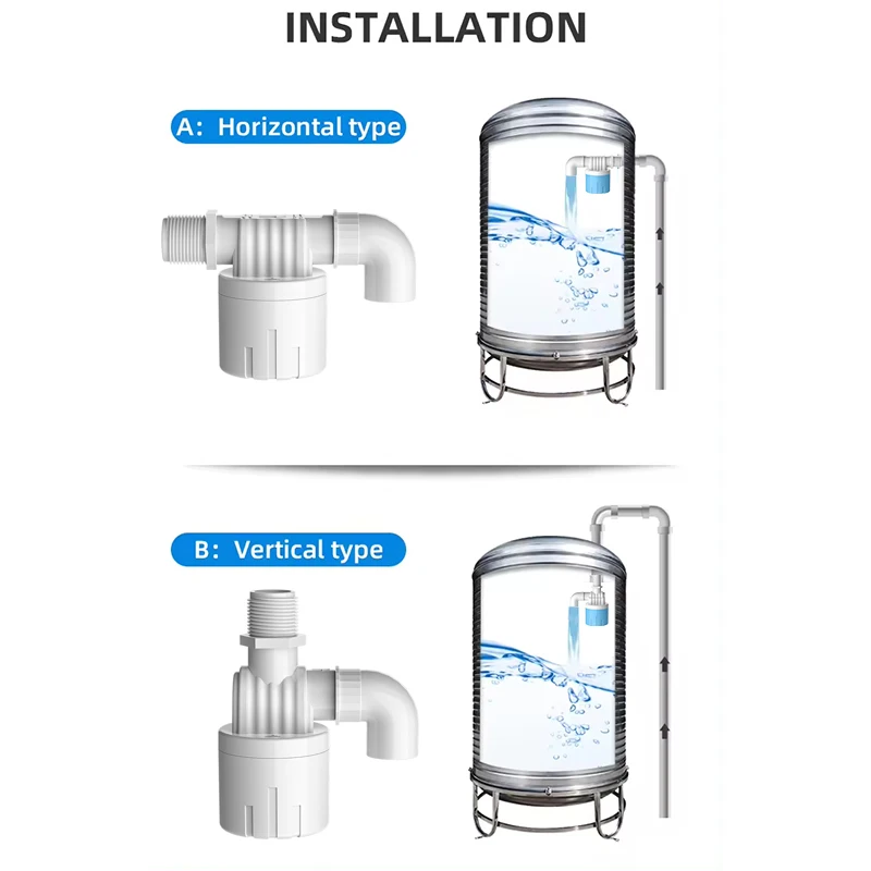 Factory price float ball valve custom design logo ABS auto water level filling stop control valves for water tank