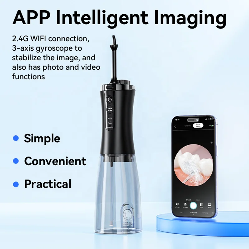 C2 Oral Irrigator with Camera 350ML IPX7 Teeth Cleaning Rechargeable Electric Portable Water floss Cordless Dental Water Flosser