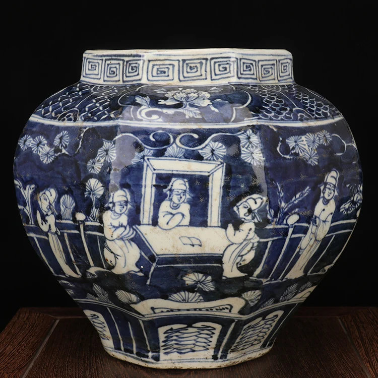 jingdezhen antique home decors ceramics vases Porcelain Blue and White Octagonal Large Ceramic Vases and Plant Pots