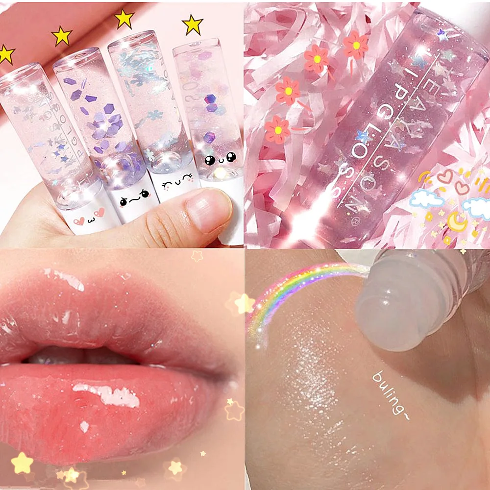 
OEM lipstick partner Moisturizing Lip Oil Transparent Lip Gloss Anti Dry Cleaner Colorless Glitter Lip Pearlescent White Primer 