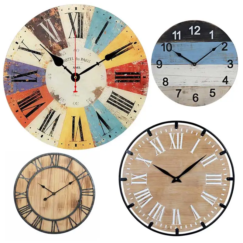Быстрая продажа настенные деревянные часы круглой формы на батарейках деревянные настенные часы