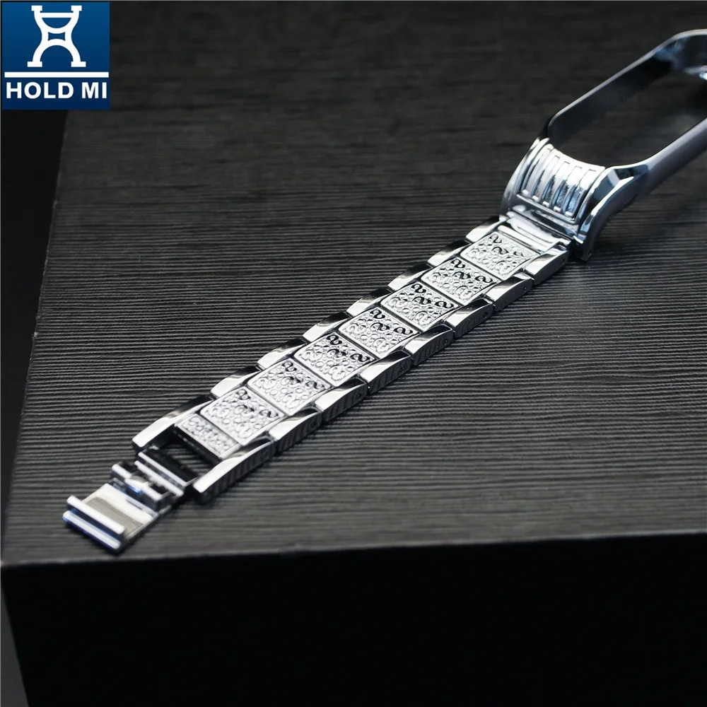 Replacement Strap Band Silver Color for Xiaomi Wristwatch Miband 4 Strap Hold MI Stainless Steel Avengers Logo Case Design 43048