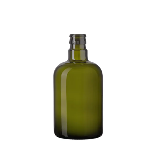 Popular custom empty small mini 250ml round green clear glass bottle olive oil bottle container wholesale in stock