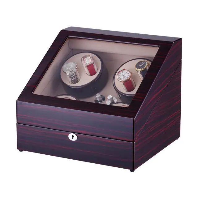 Luxury High quality  molle Automatic watch winder safe wood leather rotations watch winder box  8 slots open-stop