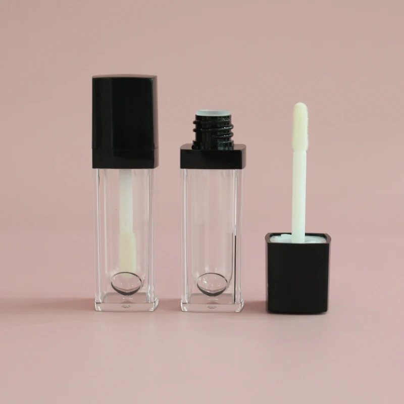 Unique design lip gloss tube square lip gloss packaging customized  lipgloss container with wands