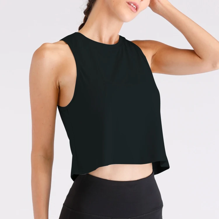 Черный топ для занятий йогой и фитнесом с логотипом на заказ