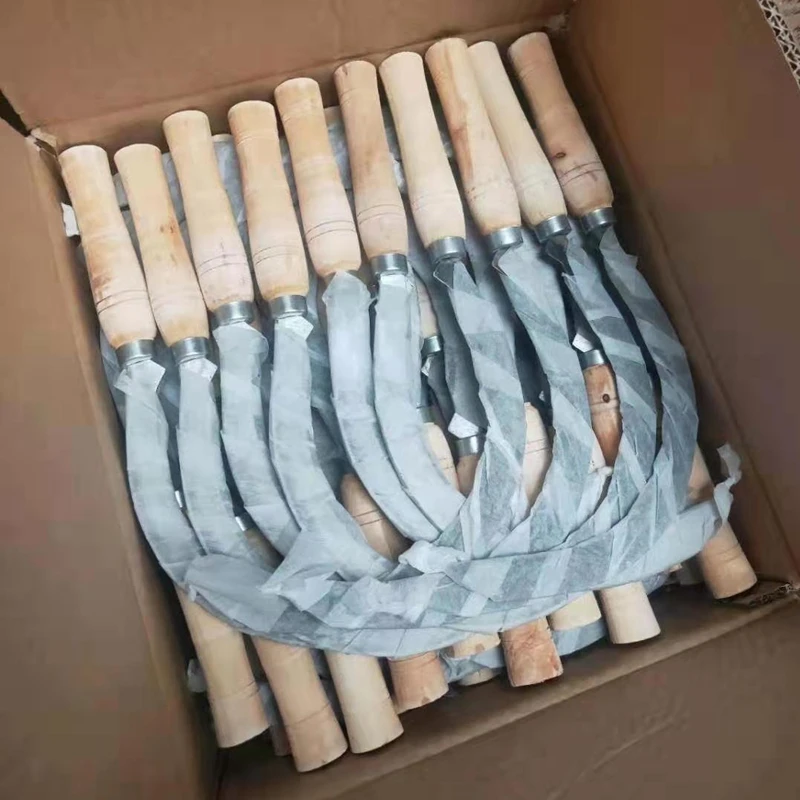 Wooden Handle Agricultural Tools Sickle Mowing Wheat Sisal Knives Stainless Steel Garden Grass Weeding Sickle Harvest Sickles