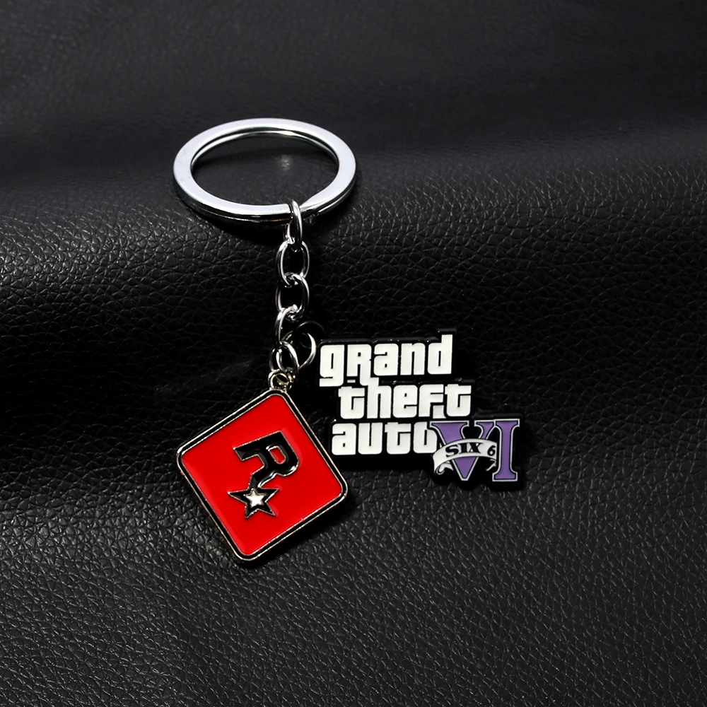 Wholesale High Quality English Letters Car Metal Pendant Keychains for Car Keys Gta6 Game Style Keychains For Men