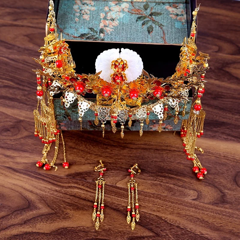 new product chinese bridal wedding hair accessories handmade pearl crystal hairband