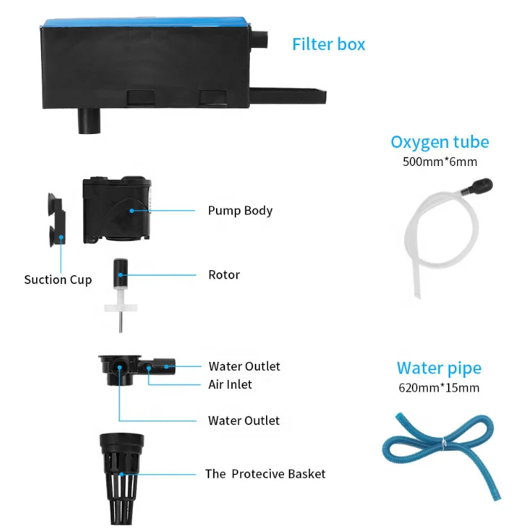 RS-088A/188A Aquarium Upper Filter Pumps Oxygen And Circulates Multifunctional Top Filter Submersible Pump Silent Water Pump