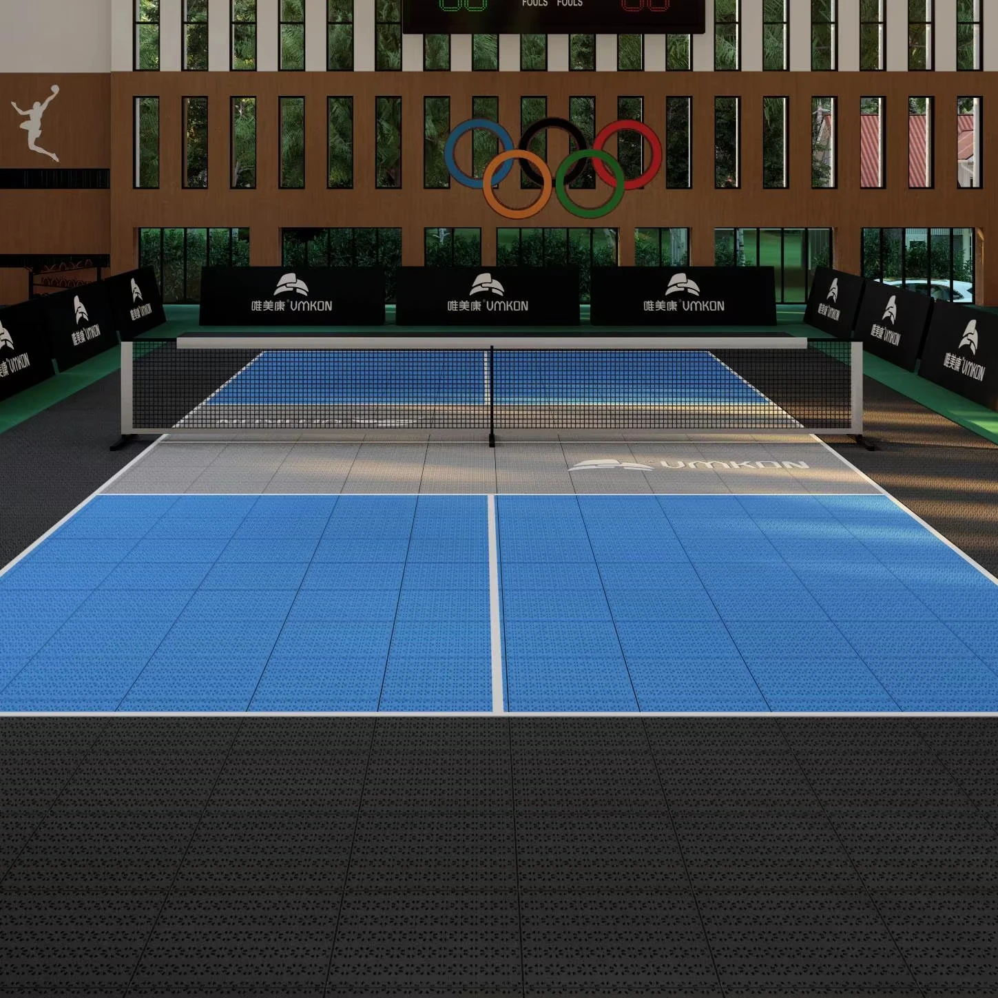 Long Warranty Tpe Resilient Flooring Blue Custom Color 30 X 30 Pickleball Court Tiles For Sport Club