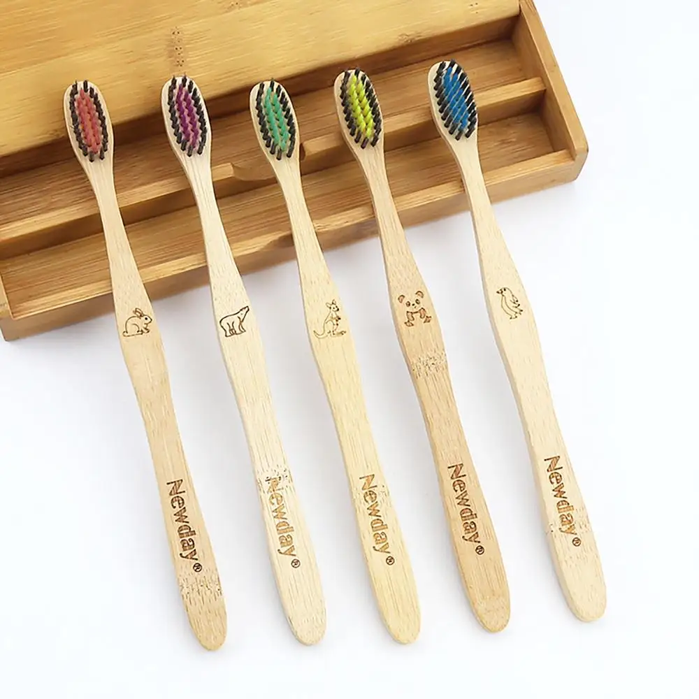 
vegan friendly natural handle biodegradable eco bamboo toothbrush with soft tapered bristles bpa free and zero waste package 