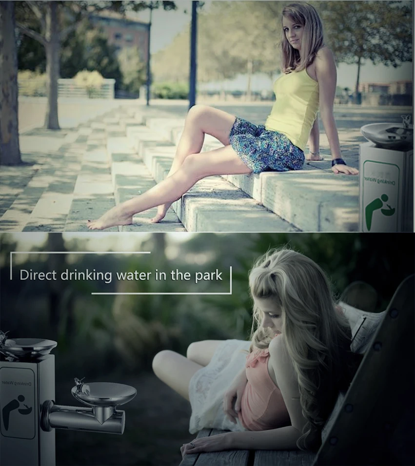 Public directly drinking stainless steel water dispenser stand outdoor cold drinking fountain for playground / park / beach