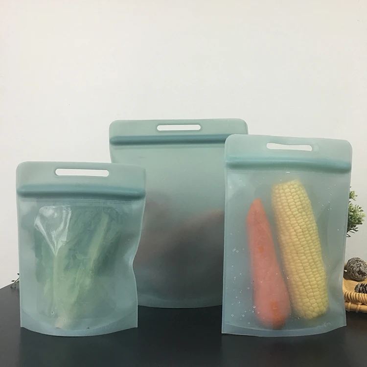 Wholesale durable silicone reusable leakproof bags in fridge reusable food storage bag