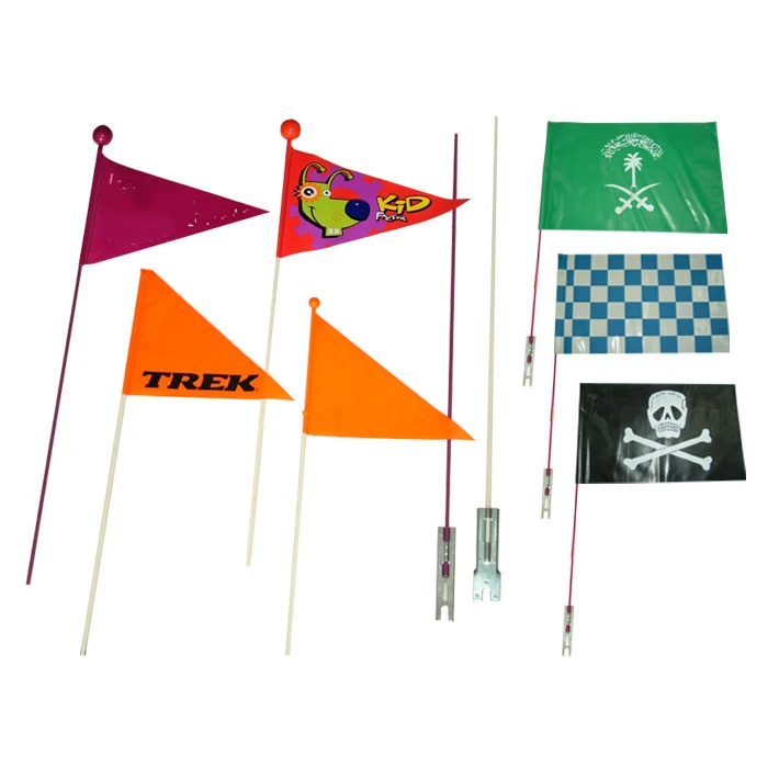 Custom Personalized design bike safety flag banner triangle bicycle flag with pole orange safety flag