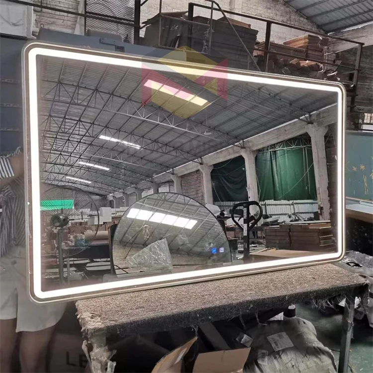 Modern Designer Hotel Home Smart Wall Mounted Large Anti Fog Touch Screen Bathroom Mirror With Light