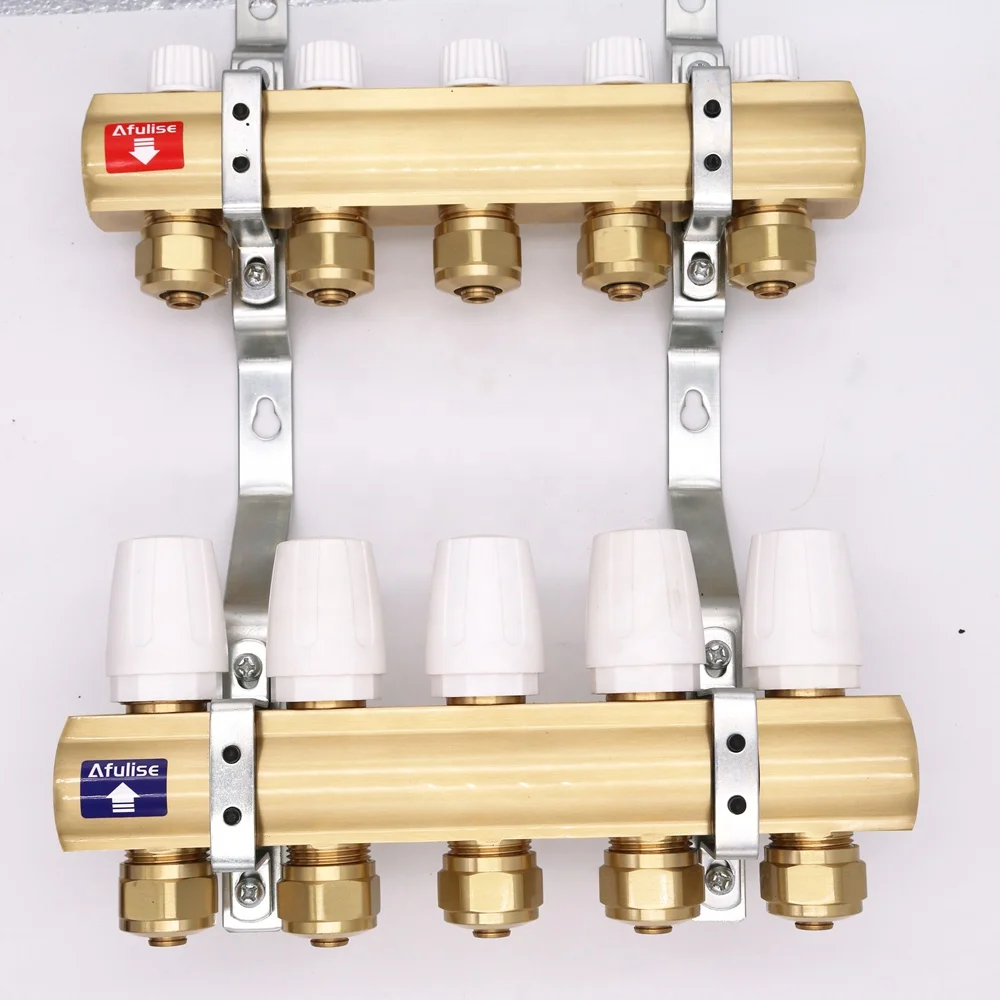 Brass manifold 2-13 ways of wet underfloor heating system for European market