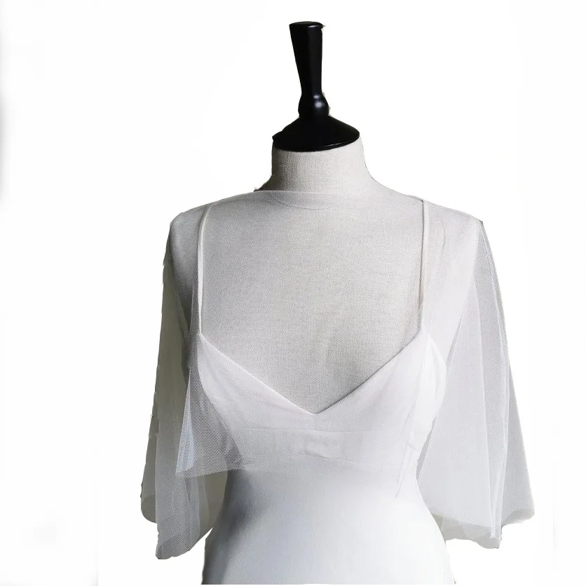 European ivory bridal wedding shawl mesh small cape cut with wedding dress decoration accessories