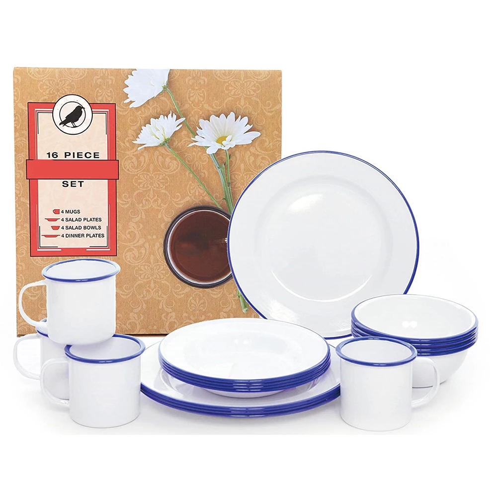 CHL открытый oem наклейка посуда столовая эмаль кемпинг пикник готовить металлическая тарелка блюдо горшок кастрюля набор