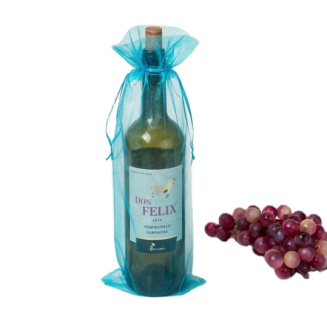 
Customized Logo Organza Gift Bag Silk Organza Bags Jewelry Pouch With Satin Ribbon Logo for wine packaging 