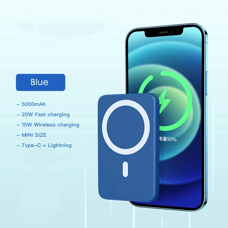 
Newest Mini Portable Charger 5000mah Type C PD Powerbank Magnetic Wireless Charging Power Bank 