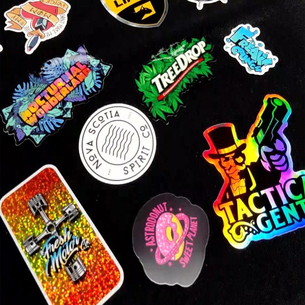 Privet Label Hologram Printable Vinyl PVC Die Cut Stickers Self Adhesive Advertising Holographic Decorative Shiny UV Sticker
