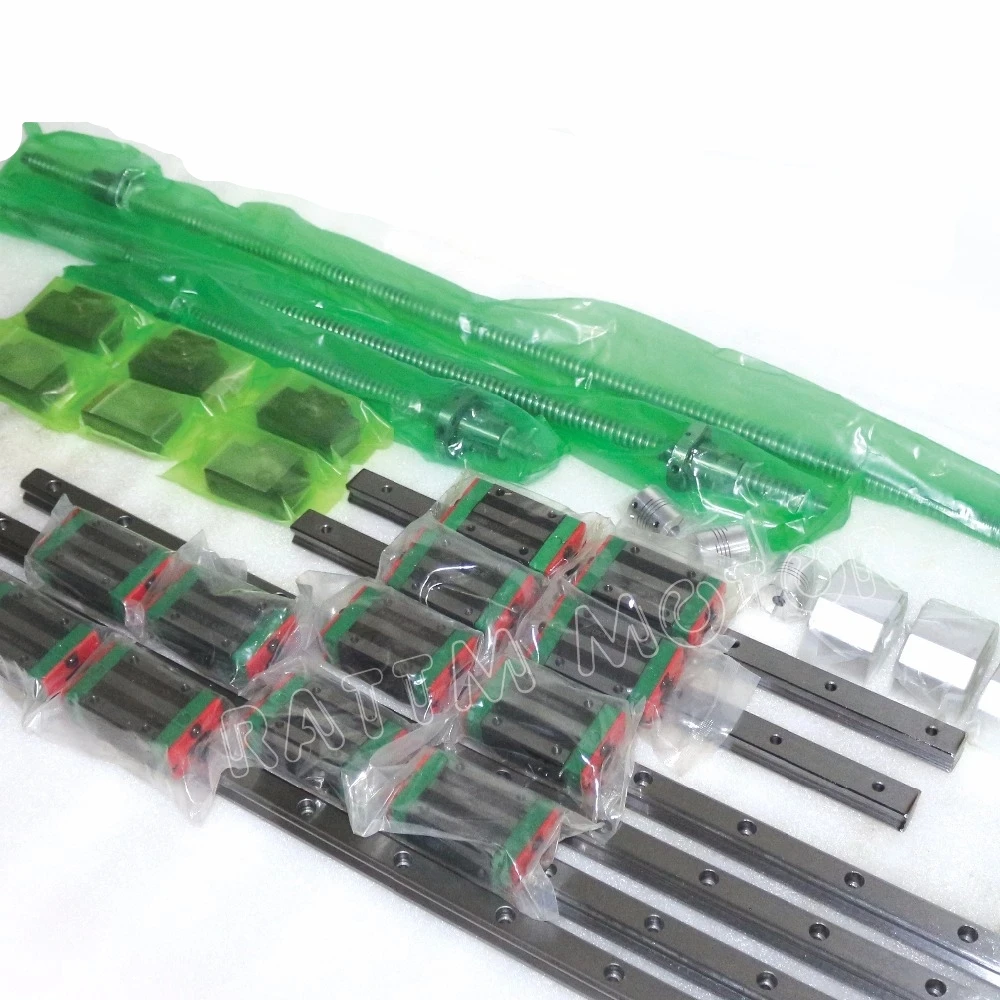 3 sets Square Linear guide sets 400/700/1000mm & 3pcs Ballscrew SFU1605 400/700/1000mm with Nut & 3set BK/B12 & Coupling CNC Kit