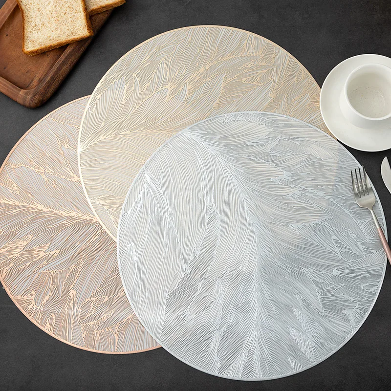 Tabletex Placemats Restaurant Round PVC Hollow Meal Pads Anti-hot Dining Table Mats Set PVC Tablemat