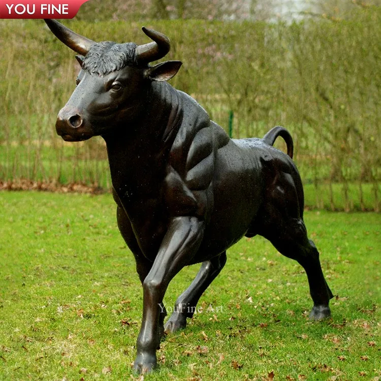 Большая Бронзовая Скульптура Быка металлическая бычья статуя для наружной латунной скульптуры животного