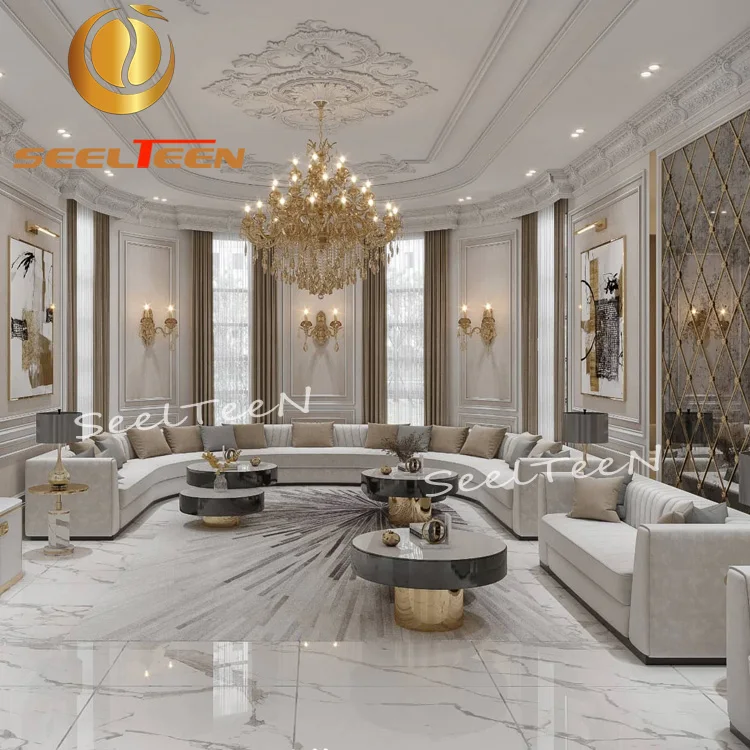 Modern Circle Shape Living Room Sectional Sofa Furniture Chesterfield Sofa