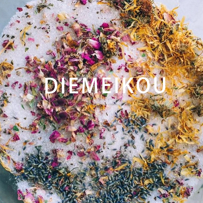 Private Label Herbal Bulk Large Bath Salts Himalayan Salt Lavender Jasmine Rose Bath Soak Bath Salts with Flowers